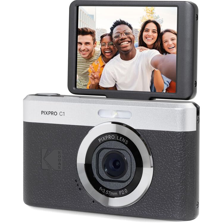 Kodak PIXPRO C1 Compact Digital Camera (Black), 13MP Point and Shoot Camera for Selfies, Travel, Vlogging and Everyday Photos (C1-BK) + 32GB Card + Camera Bag + Cleaning Kit (7pc Bundle) - image 7