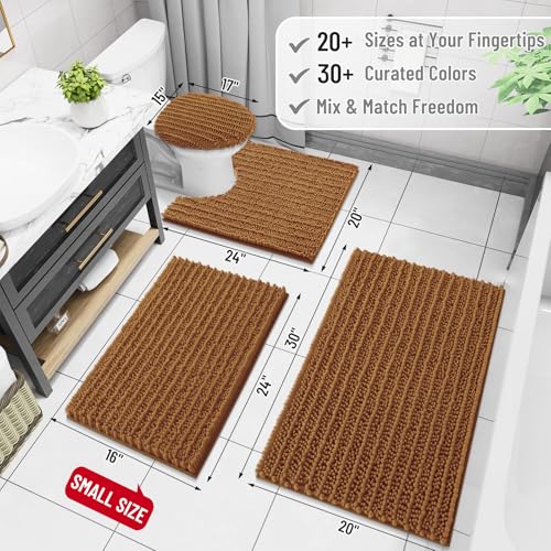 Image of Arotive Luxury Small Bathroom Rugs 24x16, Extra Soft Thick Absorbent Shaggy Chenille Bath Rugs, Machine Wash Dry, Bath Mats for Bathroom Floor, Tub and Shower, Home Decor Accessories, Ochre