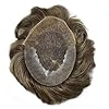 FACE MIRACLE Lace Hair Piece For Men Human Hair Replacement System For Mens Toupee Hairpieces Black Brown Blonde Toupee For Men Hair Unit 8X10#540 5# MEDIUM LIGHT BROWN+40% SYNTHETIC GREY #4