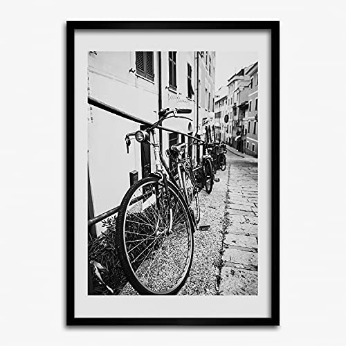 Tableau décoratif vélos de ville 50x70 cm avec cadre en bois moderne de qualité
