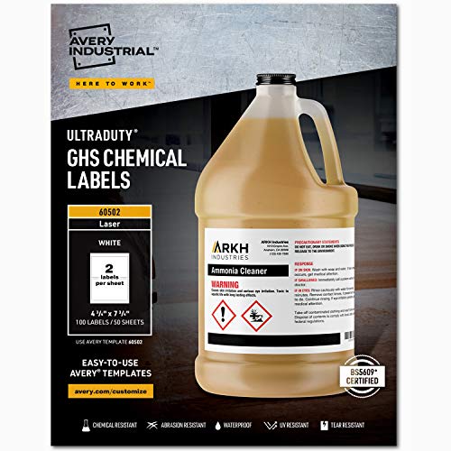 Étiquettes chimiques Avery GHS étanches et résistantes aux UV