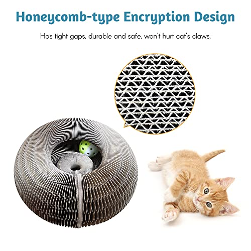 Mingzhe Tabuleiro de arranhar para gato dobrável com sino de brinquedo Tabuleiro de arranhar para ga
