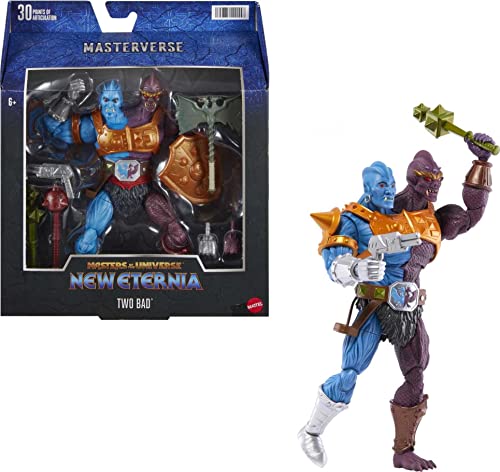 Masters of the Universe HLB59 - Motu Masterverse Actionfigur Two-Bad, detaillierte, bewegliche Sammelfigur mit Kampf-Zubehör und austauschbaren Händen, Motu Action Figur ab 6 Jahren