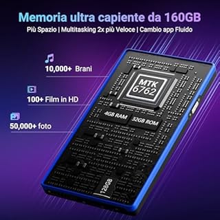 MECHEN 160GB Lettore MP3 con Spotify, 5 Pollici Lettore MP4 Android Bluetooth Wi-Fi, Controllo Parentale, Radio FM, Compatibile con Amazon Music Deezer Audible (X52)