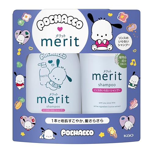 メリット リンスイン 本体&つめかえセット ポチャッコデザインボトル（450ml +320ml）ナチュラルフローラルのやさしい香り パラベンフリー 合成着色料フリー 髪と地肌と同じ弱酸性のサムネイル