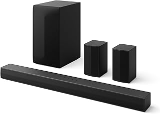 LG S65TR 600W 5.1 Channel Dolby Digital, Wireless Subwoofer & Rear Speaker with Built-in Receiver, AI Sound Pro Home Theater Soundbar with HDMI, USB & Bluetooth Connectivity (Black)