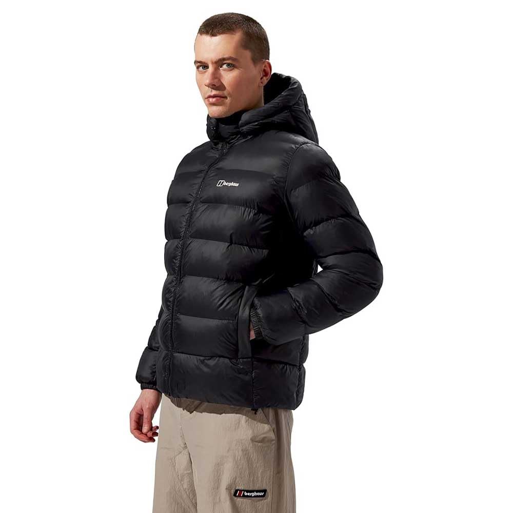 Berghaus Men's Ewden Insulated Extra Warmth Big Baffle Winter Padded Jacket | Hydroloft Insulation | Adjustable Insulated Jacket, Black/Black, XS
