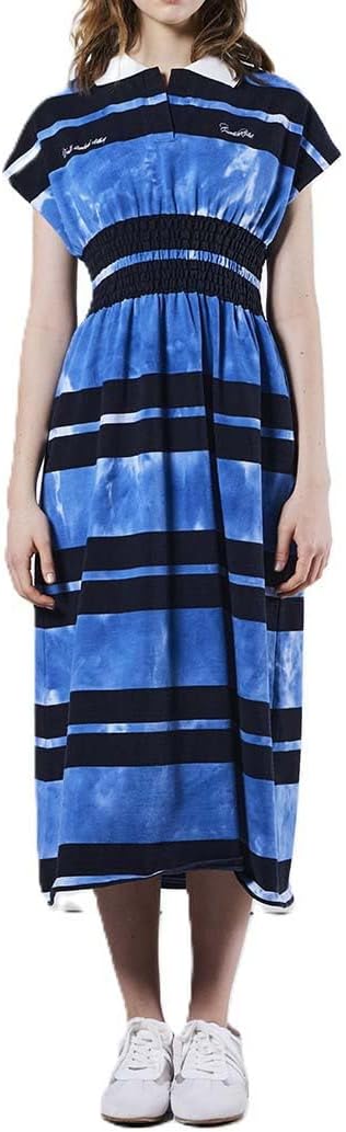 fog linen work】リネン千鳥柄バックリボンワンピース＊美品◎ LILI et