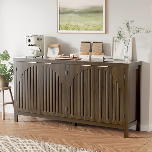 Fluted Sideboard Buffet Cabinet with Storage, 58