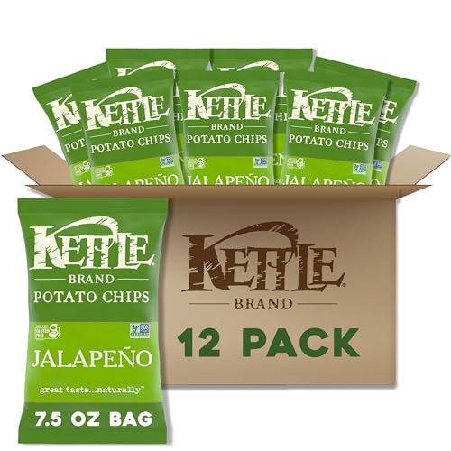 Image of Kettle Brand Jalapeno Kettle Potato Chips, Gluten-Free, Non-GMO, 7.5 oz Bag (Pack of 12)