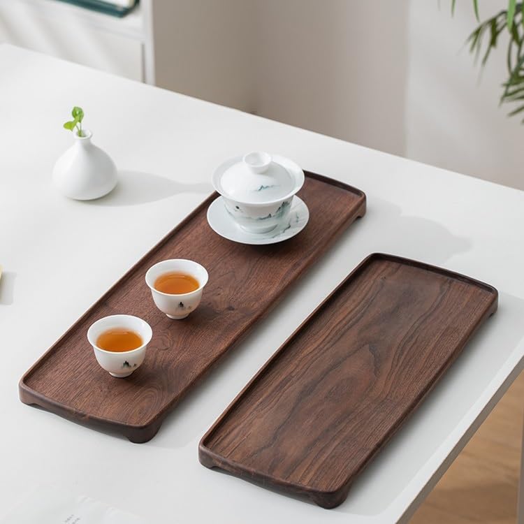 Bandeja para El Té De La Tarde Bandeja de té seco de Nogal Bandeja de té de Drenaje Rectangular Simple for el hogar, Bandeja de Taza de té pequeña for Mesa de té Juego De Té Kung Fu(M)