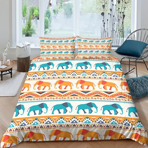 Housse de couette éléphant 200x200cm bohème en microfibre - 2