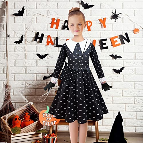 Vestido De Quarta-feira Addams Para Menina, Vestido Preto Com Bolsa, Fantasia De Quarta-feira Addams