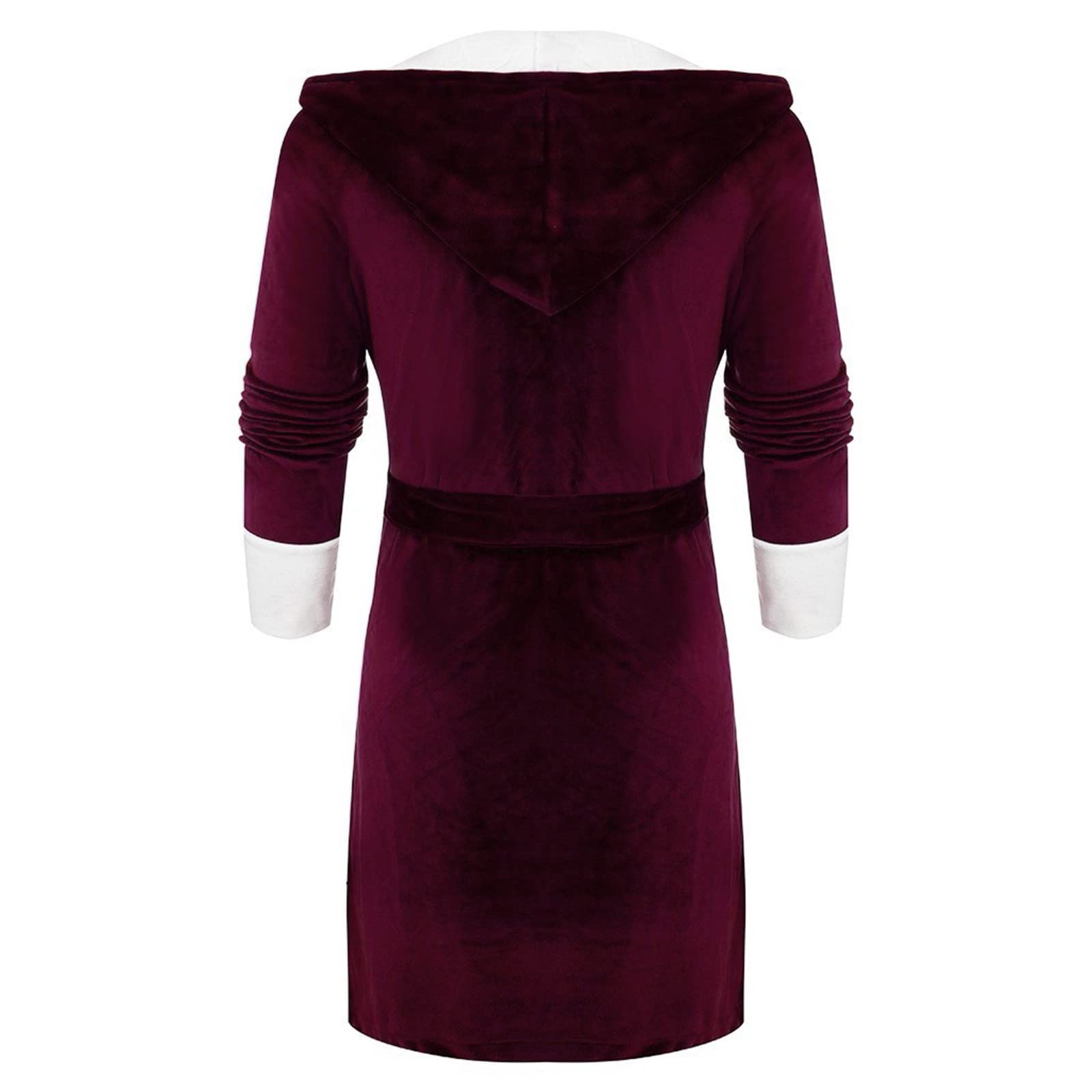 Accappatoio da donna lungo con cappuccio, in spugna | Accappatoio unisex per adulti, con tasche, in pile, taglie grandi, comodo, in tinta unita