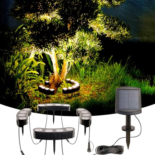 Sublume Solar Tree Lights Outdoor, Palm Tree Ring Uplights with Warm White LED for Tree, 2-in-1 (Sticked&Tied), IP65 Waterproof, 2000Mah Upgraded COB Spotlights for Garden, Landscape, Yard, Decor