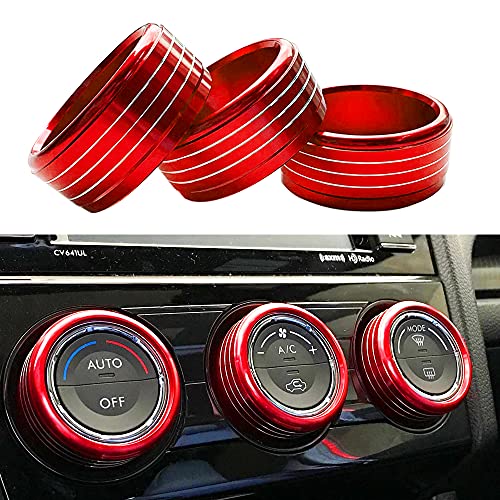 DEYTOP AC Climate Control Knob Covers for Subaru Impreza, Forester, Crosstrek/XV, WRX, STI Conditioner/Volume Switch Button Knobs Rings for Subaru Interior (Red)