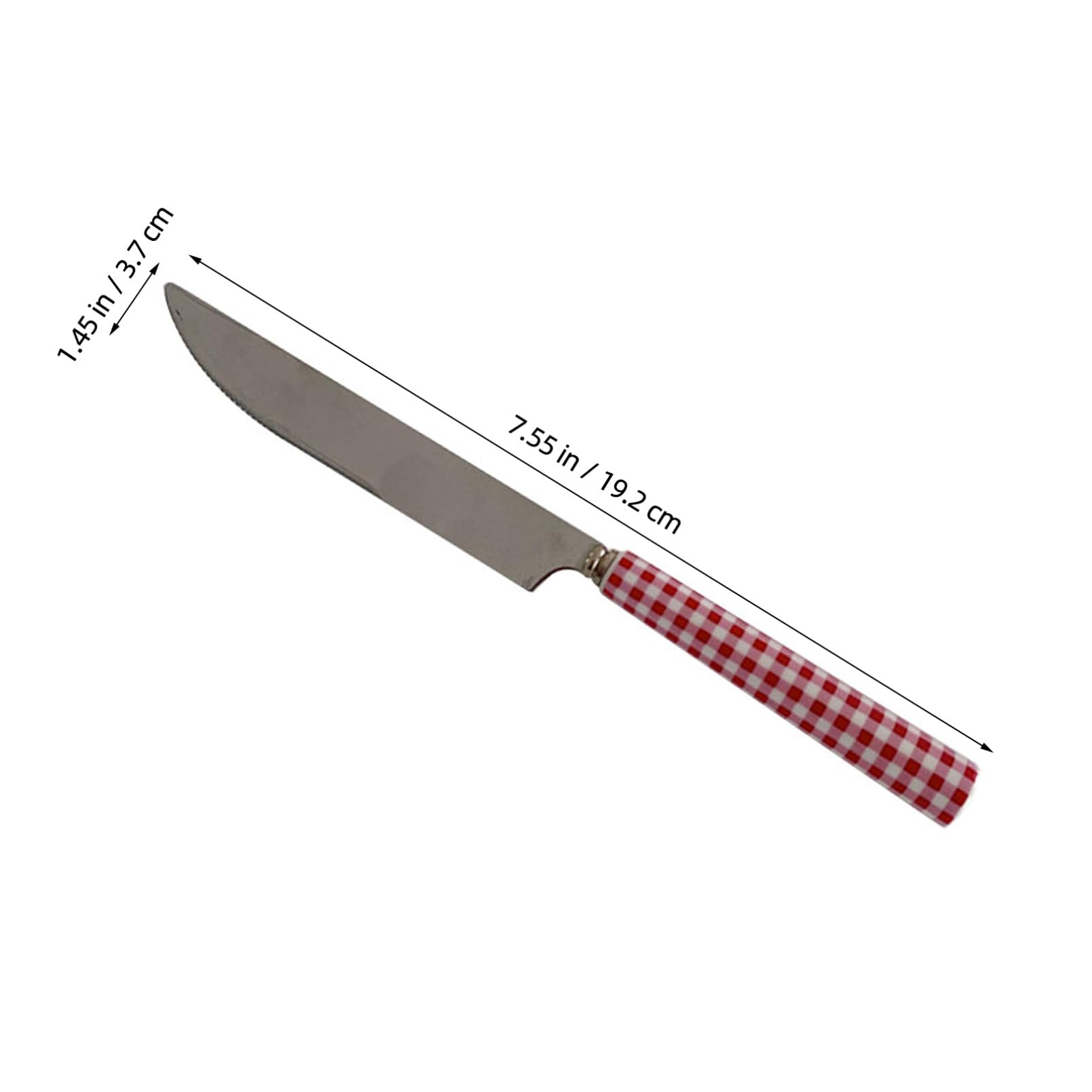 ABOOFAN 2sets Posate Acciaio Inossidabile e Ceramica Stile Francese Per Steak e Dessert Con Manico Ceramica Righe Rosse Per Occasioni Speciali e Cucina Quotidiana