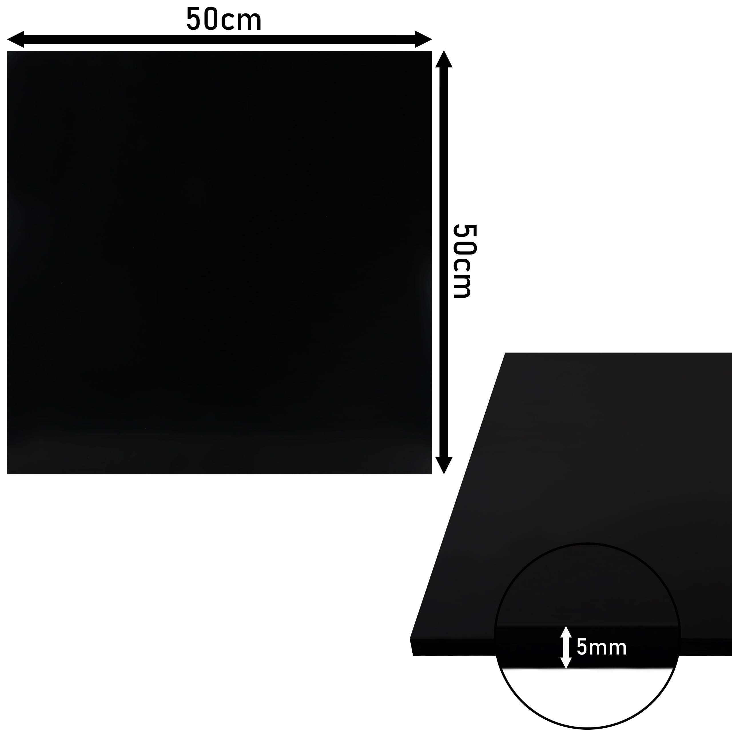 PD Media Płyta z tworzywa sztucznego ABS, czarna, gładka, termoformowalna płyta plastikowa do modelarstwa, majsterkowania, samochodu i DIY (1, 50 x 50 cm x 5 mm)