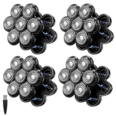 Universal 7D Magnetic Replacement Blades for Men’s Head Shavers – Compatible with Freebird, Many Brands Bald Men's for Electric Razor(4PCS/Black)