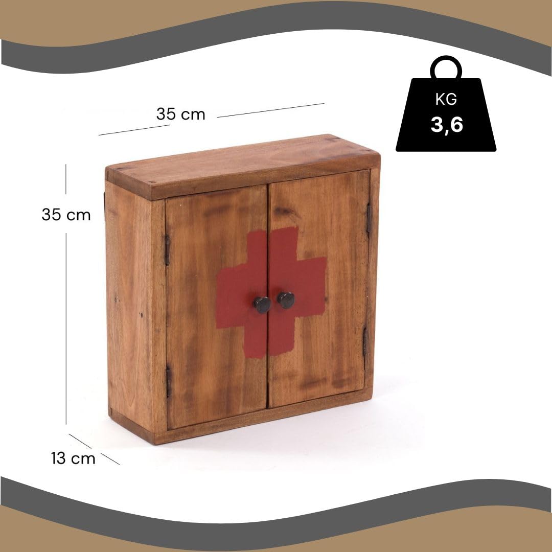 MEDIZINSCHRANK Medic 35 | 35x35x13cm (HxBxT), Mahagoni | Wandschrank im Shabby Chick Design, Arzneischrank, Erste Hilfe Schrank aus Holz | Farbe: 08 honigfarben gewachst