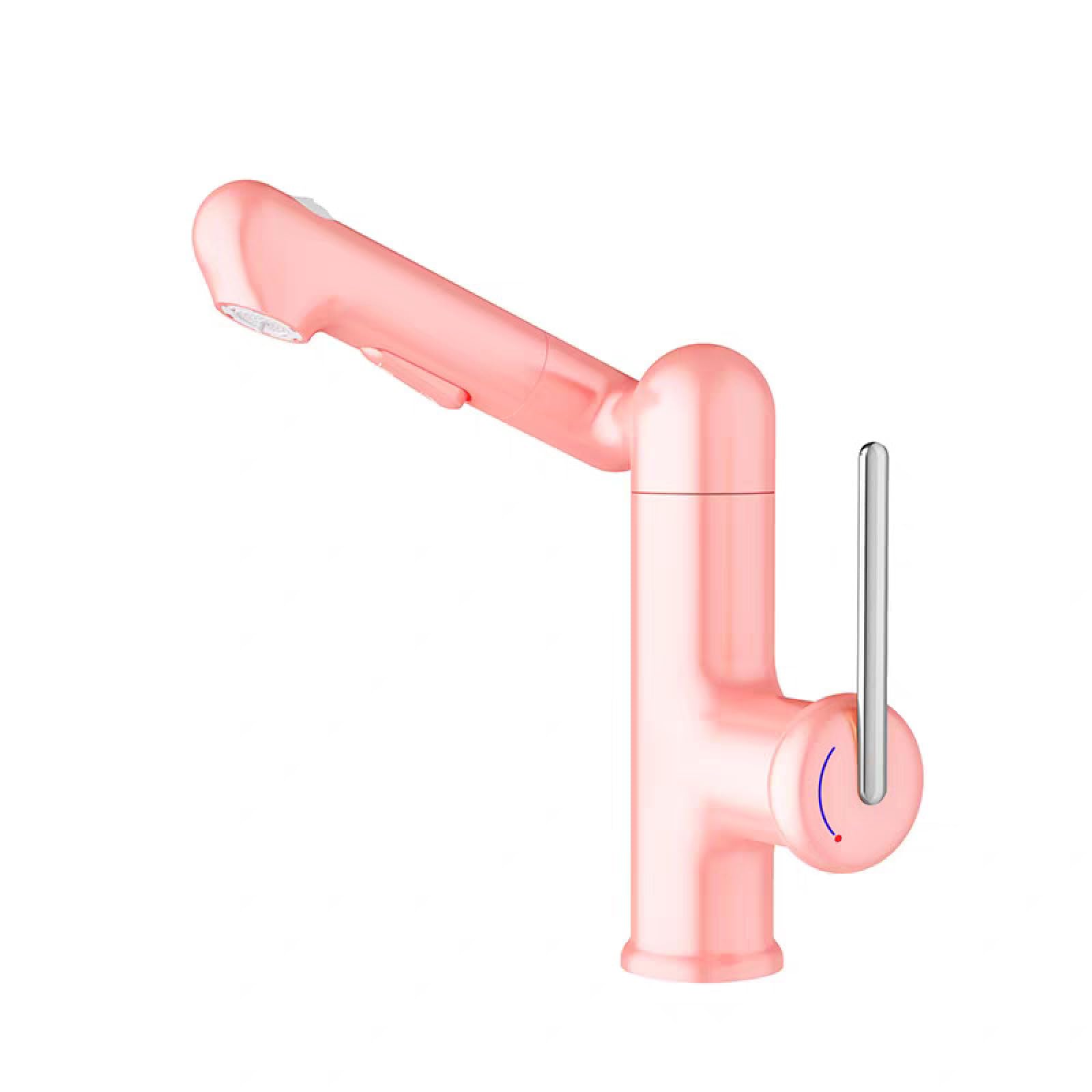 Fanjubei Pink Bathroom Copper Robotic Arm Basin Hot And Cold Water Faucet,