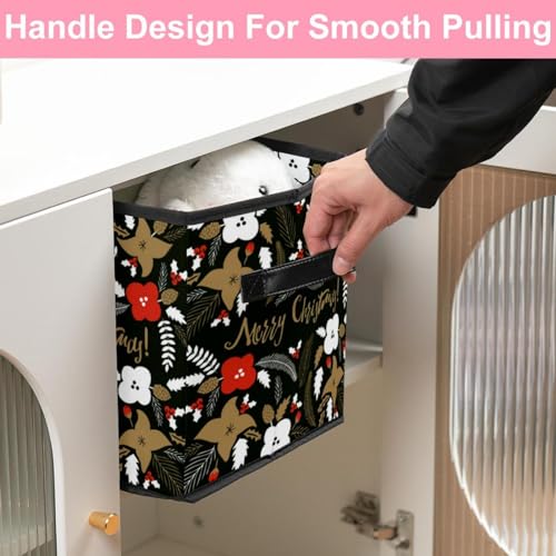 Boîte de rangement pliable cube fleurs de Noël pour organiser la chambre