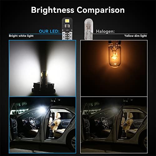 Keiurot T10 501 LED Bulbs Canbus Error Free, W5W 194 168 2825 Wedge Led Side Light Bulbs White Interior Dome Map Boot Door Light Number Plate Bulbs DC12V Pack of 10