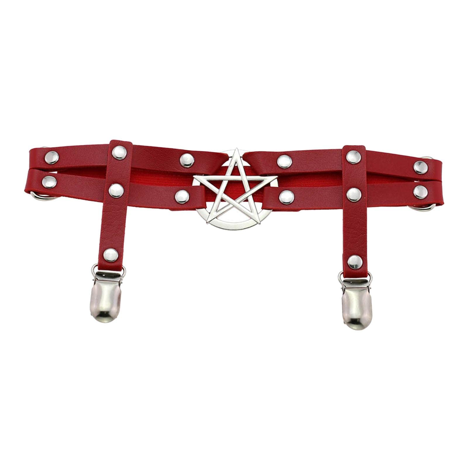 Women Leg Garter Belt Adjustable Thigh Suspender PU Leather Leg Ring Red-image-28