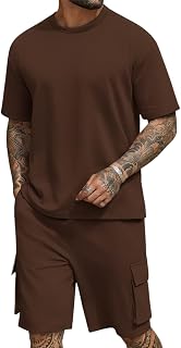 TYSORT Men's TShirt and Shorts Set 2 Piece Fashion Summer Tracksuit Cotton Oversized T-Shirts Cargo Shorts Cord set,Cord s... Price In India