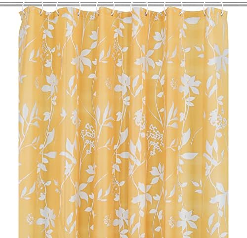 COZY PLANET PEVA Shower Curtain Sets Clear Light Weighted Decor Waterproof Machine Washable with 12 Rust Resistant Metal Grommets & Hooks for Hotels Bathroom Bathtubs Shower Stalls 72 inches (Gold)