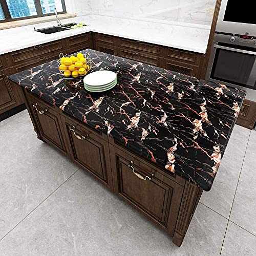 Image of HOME13 Black Marble Vinyl Self Adhesive Removable and Decorative Vinyl Wallpaper for Kitchen Countertop Cabinets Table, 2 Ft x 4 Ft with 2pcs