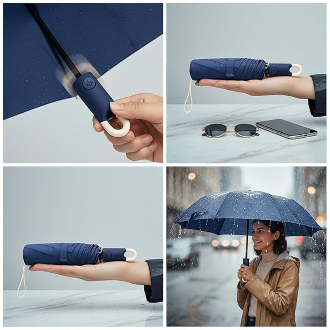 Image of Umbrella for Women | Umbrellas for Men | UV Coated 3 Fold Umbrella for Rain with Auto Open and Close Small Folding Travel-Foldable Windshield