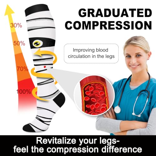 Image of Aoliks Medical Compression Socks for Women & Men, Support Knee High Socks for Running,Nurses,Travel
