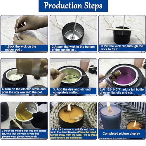 Oligar Kit completo de fabricação de velas com derretidor de cera, suprimentos para fabricação de ve
