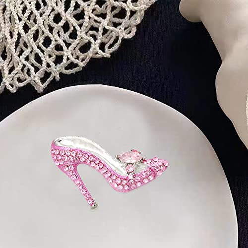Image of High Heel Brooch Ladies Crystal Rhinestone High Heel Princess Shoes Women Stylish Charm Brooch Pin