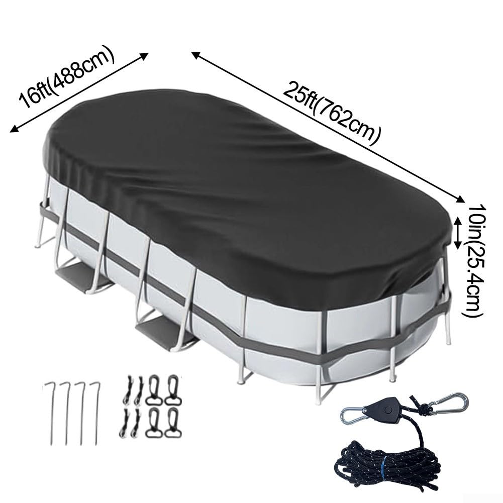 Cubierta ovalada para alberca de 12 x 18 pies, resistente a la intemperie, ajuste rápido (16 * 25ft / 488 x 762 cm)