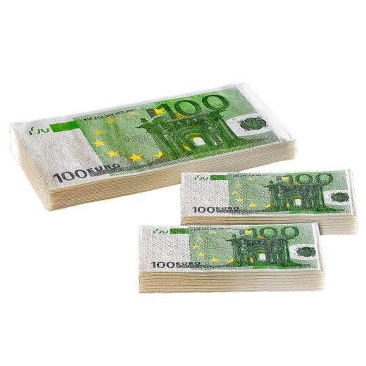 PEARL Scherzartikel: Imponier-Set 20 Taschentücher & 10 Servietten im 100-Euro-Design (Scherzartikel Geburtstag, als Geschenkideen, Fake)