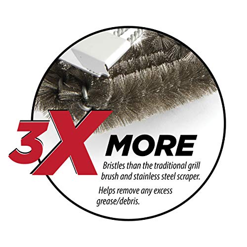 Farberware 5261925 Barbecue Triple Head Grill Brush, 18-Inch, Black - image 4