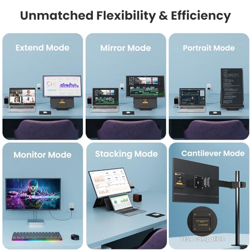 Image of Hyangin Used Like New 24-inch Large Portable Monitor for Laptop, 2026 Upgraded 1080P FHD 100Hz Portable Screen,125% sRGB IPS Portable Second Monitor with Adjustable Stand for Laptop, MacBook, Phones