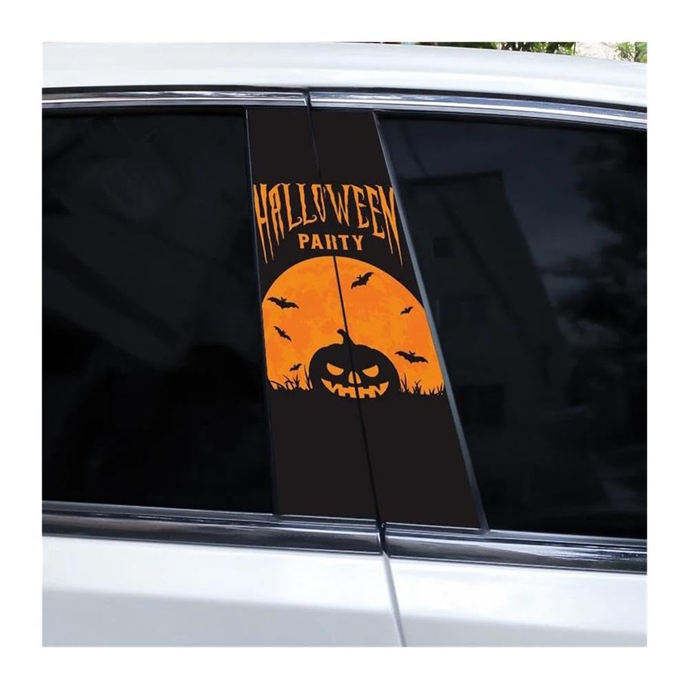 Body Parts 2pcs Car Center Column Sticker Halloween in English Viny L Material Car B-Pillar Decals(C)