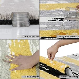 HOKIPO ® Soft Microfiber Floor Bath Mat (Yellow, 40x60cm)