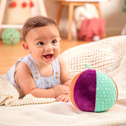 B. toys - Make It Chime - Weicher Stoffball - Plüsch-Baby-Ball mit läutender Glocke - Sinnesspielzeug für Babys, Kleinkinder, Kinder - Farben, Texturen und Geräusche - 0 Monate +