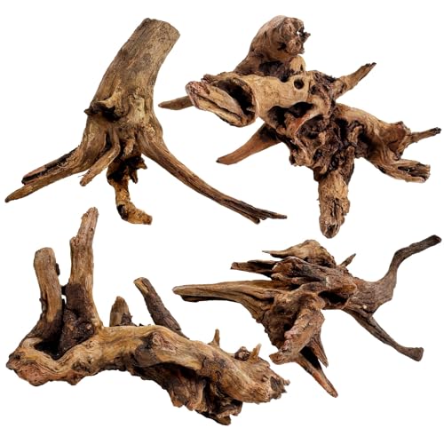 Image of kathson Natural Aquarium Driftwood Decoration Branches Reptiles Terrarium Ornament Wood Fish Tank Habitat Decor Assorted Sizes Wood 4 PCS (6 inch-10 inch)