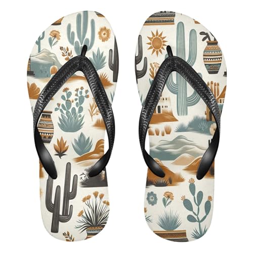 Burbuja Western Desert Pattern Flip Flops for Women Men, Soft Thong Sandals Rubber Slippers for Pool Beach Essentials