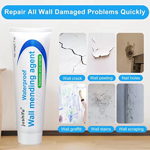 Jushifu Wall Repair Agent Drywall Repair Kit With Scraper White Dry Wall Repair Cream Easy & Quick Fill The Holes And Crack In Wall Surface Works On Wood And Plaster (1 Pack) #TOP3
