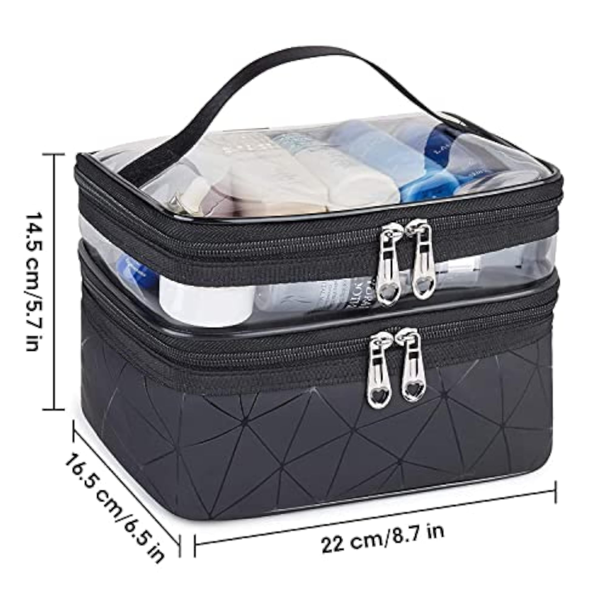 Waterproof Double Layer Makeup Organizer Bag, Travel Cosmetic Case
