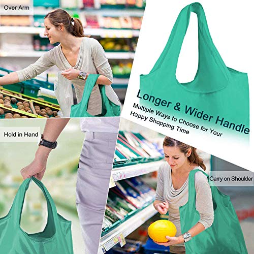 Image of BeeGreen Rolled Up Grocery Bags Reusable Shopping Bags Foldable for Groceries