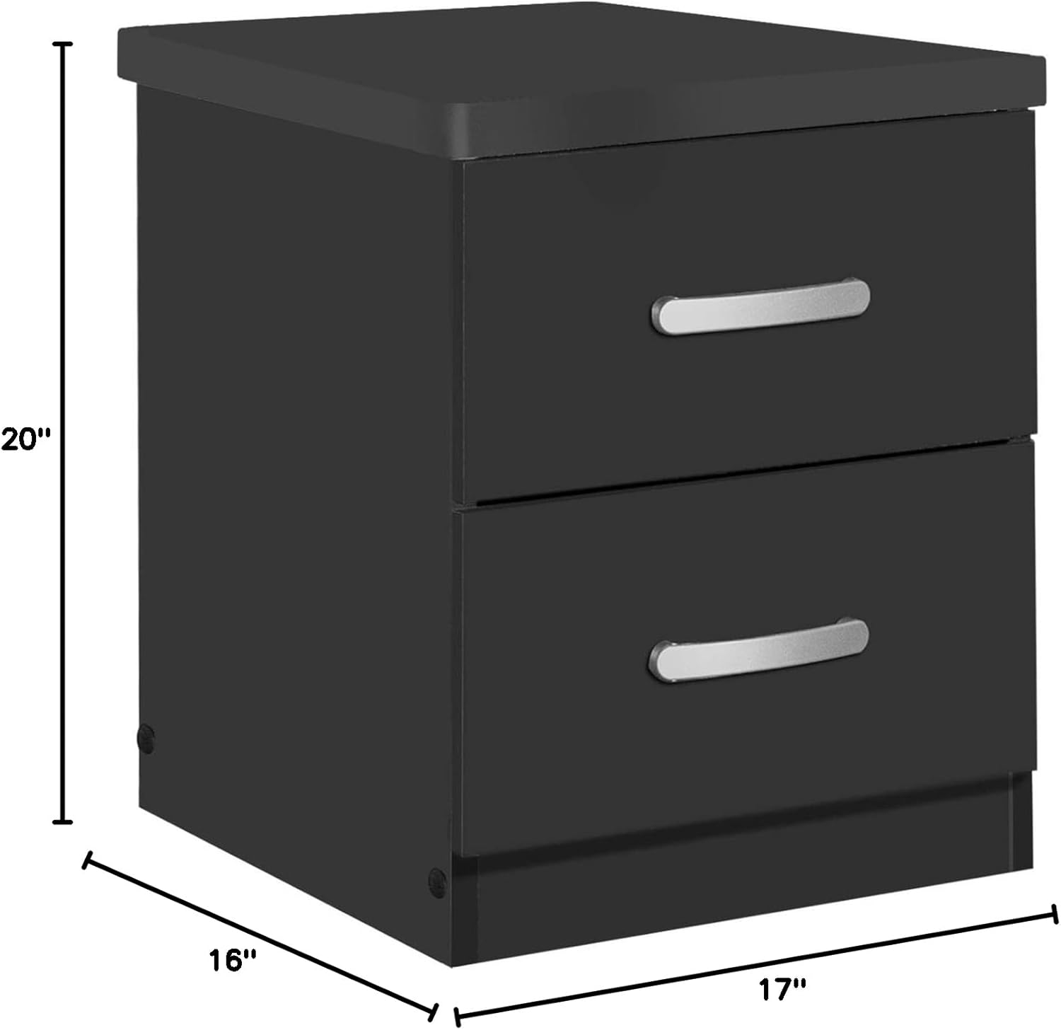 Better Home Products Night Stand 2 Drawers (Black)