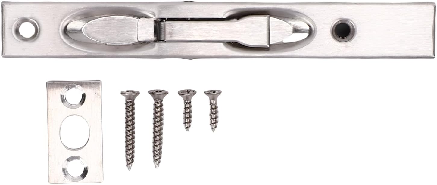 Double Door Lock, Flush Bolt for Double Doors 6 Inch Stainless Steel with Flip Lever and Concealed Latch for Sliding Patio Door Top and Bottom Lock