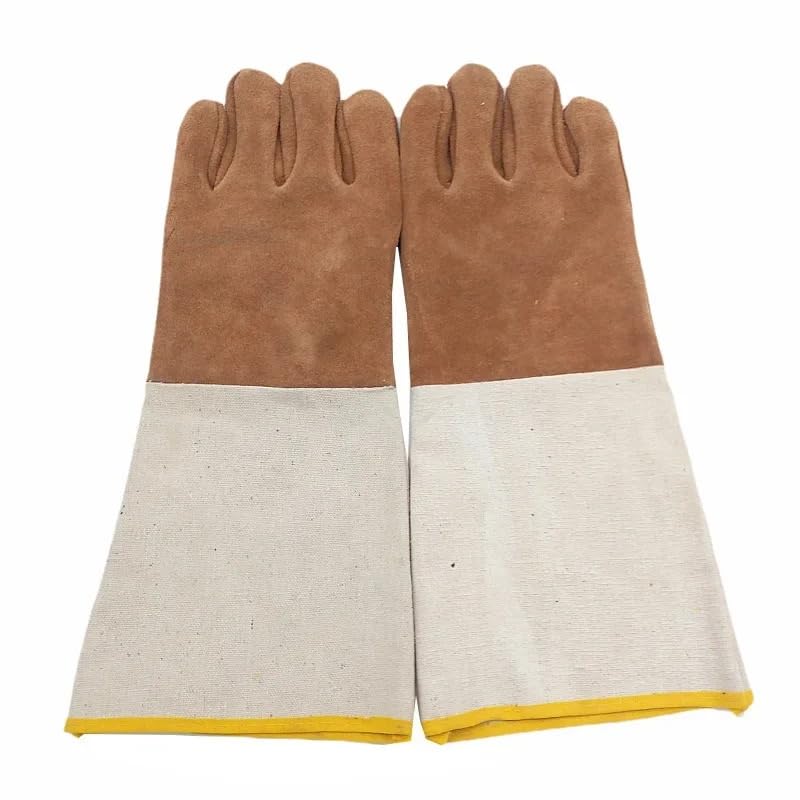 Guantes de soldador resistentes al desgaste con manga de lona protectora 4